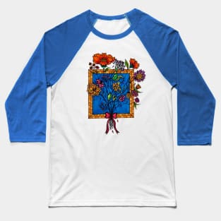 Framed Flowers Baseball T-Shirt